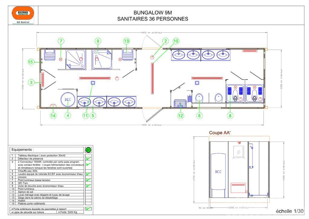  Bungalow 9 m Sanitaire agence 36 p Tendas Construção